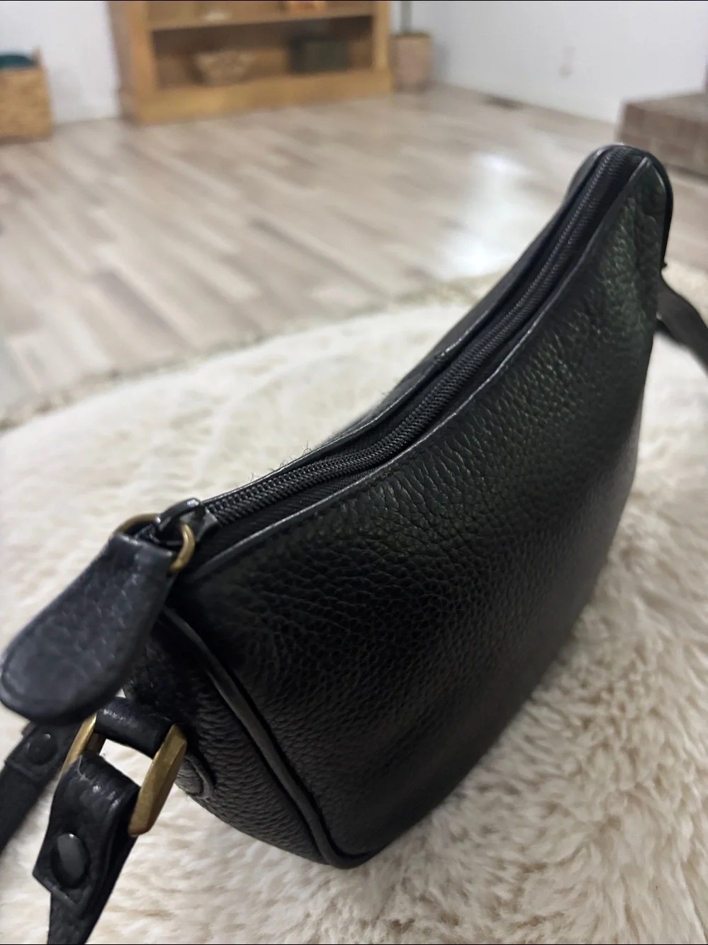 Vtg Etienne Aigner Black Leather Y2K Crossbody Shoulder Bag